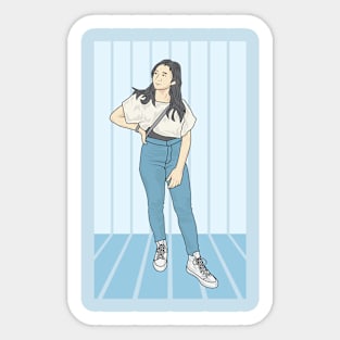 Girl Blue sky Denim Clpud Collection Sticker